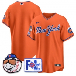Men New York Mets Blank Orange 2025 Spring Training Stitched Baseball Jersey