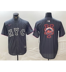 Men New York Mets Team Big Logo Graphite 2024 City Connect Limited Stitched Baseball Jersey