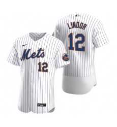 Men Nike New York Mets Francisco Lindor White Flex Base Stitched Jersey