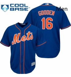 Mens Majestic New York Mets 16 Dwight Gooden Replica Royal Blue Alternate Home Cool Base MLB Jersey