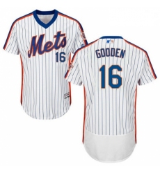 Mens Majestic New York Mets 16 Dwight Gooden White Alternate Flex Base Authentic Collection MLB Jersey