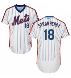 Mens Majestic New York Mets 18 Darryl Strawberry White Alternate Flex Base Authentic Collection MLB Jersey 