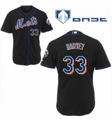 Mens Majestic New York Mets 33 Matt Harvey Authentic Black Cool Base MLB Jersey