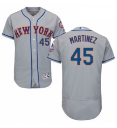 Mens Majestic New York Mets 45 Pedro Martinez Grey Road Flex Base Authentic Collection MLB Jersey