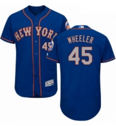 Mens Majestic New York Mets 45 Zack Wheeler RoyalGray Alternate Flex Base Authentic Collection MLB Jersey