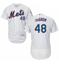 Mens Majestic New York Mets 48 Jacob deGrom White Home Flex Base Authentic Collection MLB Jersey