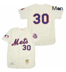 Mens Mitchell and Ness 1969 New York Mets 30 Nolan Ryan Replica Cream Throwback MLB Jersey