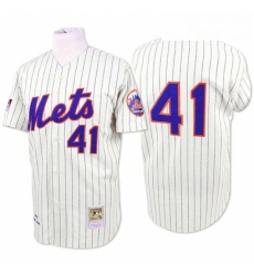 Mens Mitchell and Ness New York Mets 41 Tom Seaver Replica WhiteBlue Strip Throwback MLB Jersey