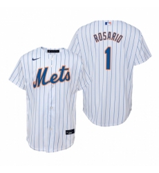 Mens Nike New York Mets 1 Amed Rosario White Home Stitched Baseball Jersey