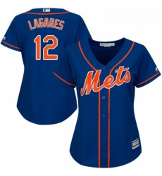 Womens Majestic New York Mets 12 Juan Lagares Authentic Royal Blue Alternate Home Cool Base MLB Jersey