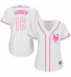 Womens Majestic New York Mets 16 Dwight Gooden Replica White Fashion Cool Base MLB Jersey