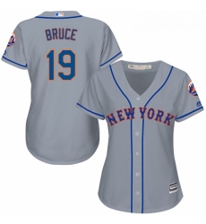 Womens Majestic New York Mets 19 Jay Bruce Replica Grey Road Cool Base MLB Jersey 