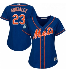 Womens Majestic New York Mets 23 Adrian Gonzalez Authentic Royal Blue Alternate Home Cool Base MLB Jersey 