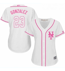 Womens Majestic New York Mets 23 Adrian Gonzalez Replica White Fashion Cool Base MLB Jersey 
