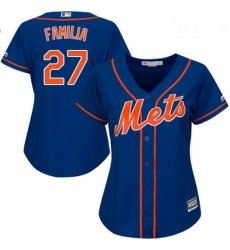 Womens Majestic New York Mets 27 Jeurys Familia Authentic Royal Blue Alternate Home Cool Base MLB Jersey