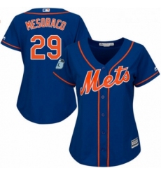 Womens Majestic New York Mets 29 Devin Mesoraco Authentic Royal Blue Alternate Home Cool Base MLB Jersey 