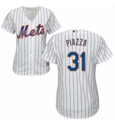 Womens Majestic New York Mets 31 Mike Piazza Authentic White Home Cool Base MLB Jersey
