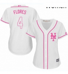 Womens Majestic New York Mets 4 Wilmer Flores Replica White Fashion Cool Base MLB Jersey