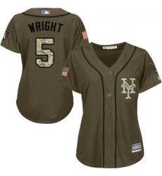 Womens Majestic New York Mets 5 David Wright Authentic Green Salute to Service MLB Jersey