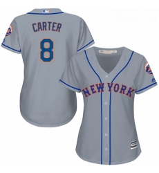 Womens Majestic New York Mets 8 Gary Carter Authentic Grey Road Cool Base MLB Jersey