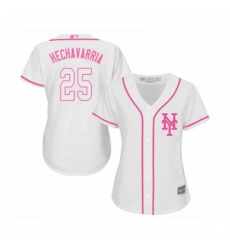 Womens New York Mets 25 Adeiny Hechavarria Authentic White Fashion Cool Base Baseball Jersey 