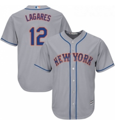 Youth Majestic New York Mets 12 Juan Lagares Replica Grey Road Cool Base MLB Jersey