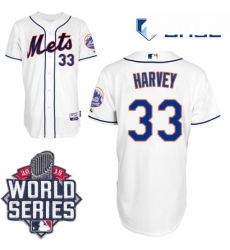 Youth Majestic New York Mets 33 Matt Harvey Authentic White Alternate Cool Base 2015 World Series MLB Jersey
