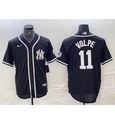 Men New York Yankees 11 Anthony Volpe Black Cool Base Stitched Baseball Jersey 4