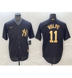 Men New York Yankees 11 Anthony Volpe Black Cool Base Stitched Baseball Jersey