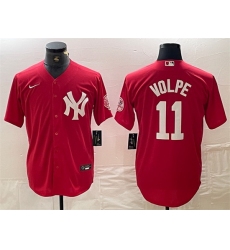 Men New York Yankees 11 Anthony Volpe Red Cool Base Stitched Baseball Jersey