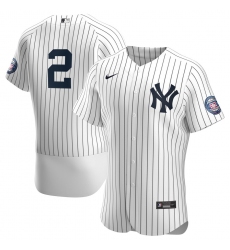 Men New York Yankees 2 Derek Jeter Men Nike White Navy 2020 Hall of Fame Induction Patch Flex Base MLB Jersey