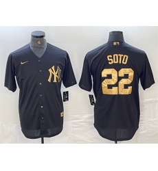 Men New York Yankees 22 Juan Soto Black Cool Base Stitched Baseball Jersey