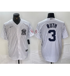 Men New York Yankees 3 Babe Ruth White Cool Base Stitched Baseball Jersey