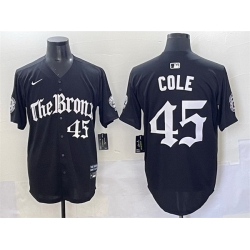 Men New York Yankees 45 Gerrit Cole Black  27Gothic Legacy Edition 27 Vapor Premier Limited Stitched Baseball Jersey