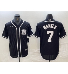 Men New York Yankees 7 Mickey Mantle Black Cool Base Stitched Baseball Jersey