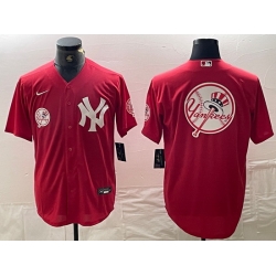 Men New York Yankees Big Logo Red Cool Base Stitched Baseball Jersey 13
