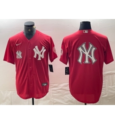 Men New York Yankees Big Logo Red Cool Base Stitched Baseball Jersey 15