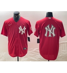 Men New York Yankees Big Logo Red Cool Base Stitched Baseball Jersey 18