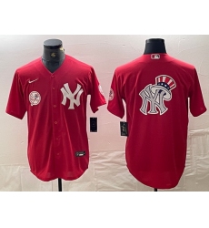 Men New York Yankees Big Logo Red Cool Base Stitched Baseball Jersey 6