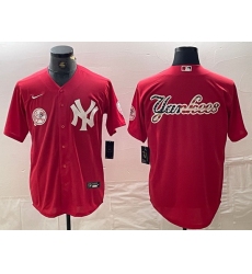 Men New York Yankees Big Logo Red Cool Base Stitched Baseball Jersey 8