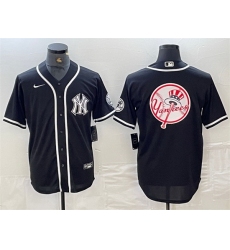Men New York Yankees Black Team Big Logo Cool Base Stitched Baseball Jersey 1