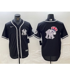 Men New York Yankees Black Team Big Logo Cool Base Stitched Baseball Jersey 2