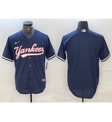 Men New York Yankees Blank Navy Cool Base Stitched Baseball Jersey