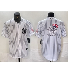 Men New York Yankees White Team Big Logo Cool Base Stitched Baseball Jersey 3