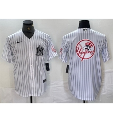 Men New York Yankees White Team Big Logo Cool Base Stitched Baseball Jersey 6