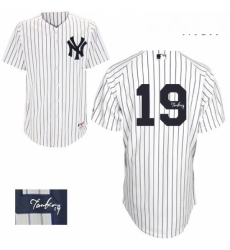 Mens Majestic New York Yankees 19 Masahiro Tanaka Authentic White Home Autographed MLB Jersey