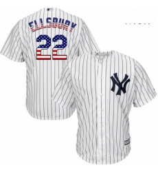 Mens Majestic New York Yankees 22 Jacoby Ellsbury Replica White USA Flag Fashion MLB Jersey