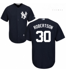 Mens Majestic New York Yankees 30 David Robertson Replica Navy Blue Alternate MLB Jersey 