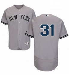 Mens Majestic New York Yankees 31 Aaron Hicks Grey Flexbase Authentic Collection MLB Jersey