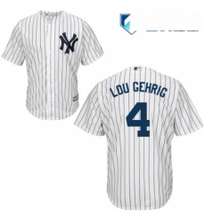 Mens Majestic New York Yankees 4 Lou Gehrig Replica White Home MLB Jersey
